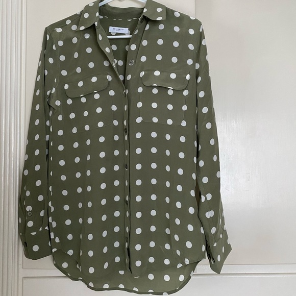 Equipment Dot-Print Button-Front Silk Signature Shirt - Picture 4 of 4